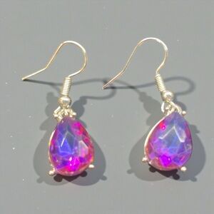 Handmade Rainbow Mystical Fire Topaz 925 Sterling Silver Hook Earrings